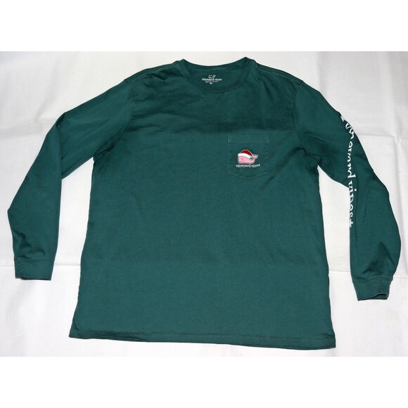 Vineyard Vines Charleston Green Santa Whale Men's Long Sleeve T Shirt Size XL - Picture 3 of 8